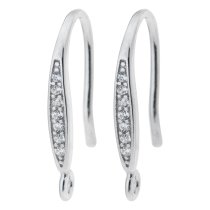 2x Rhodium on 925 Sterling Silver CZ Earwire Hook Dangle Drop Earring Connector 2x Rhodium on 925 Sterling Silver CZ Earwire Hook Dangle Drop Earring Connector