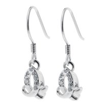 2x Rhodium 925 Sterling Silver Ribbon Flower CZ Leverback Earwire Dangle Drop Earring Connector 2x Rhodium 925 Sterling Silver Ribbon Flower CZ Leverback Earwire Dangle Drop Earring Connector