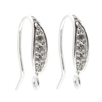 2x Sterling Silver Ear Wire Earring Hook with CZ crystal dangle 2x Sterling Silver Ear Wire Earring Hook with CZ crystal dangle
